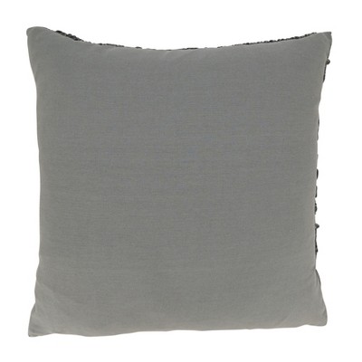 Gray Embroidered Cotton Euro Throw Pillow Cover, 18x18