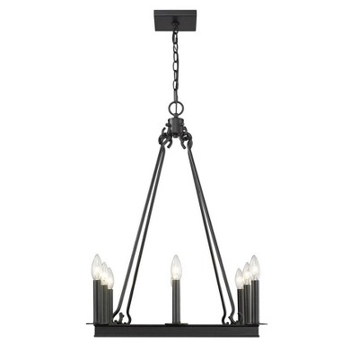 Barclay Minimalist Matte Black Square Candle Chandelier