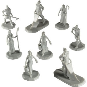 Monster Townsfolk Mini Fantasy Figures - 8pc Paintable Fieldworker Non Player Character NPC Miniatures - 1" Hex-Sized Compatible w All Tabletop Games - 1 of 3