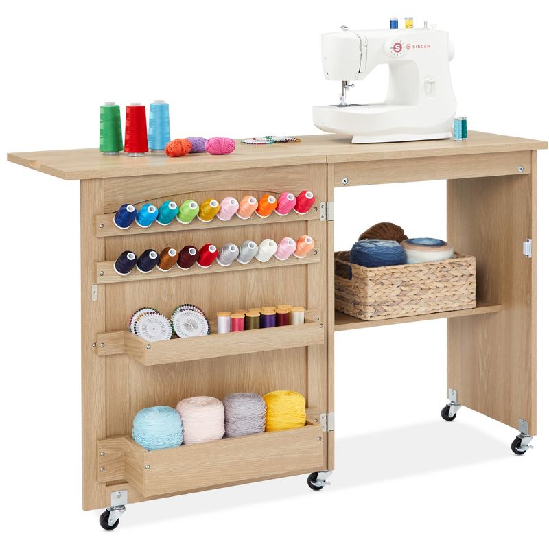 Best Choice Products Sewing Machine Table & Desk w/ Craft Storage and Trays, 1 of 9
