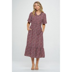 WEST K Women's Bethany Smocked Waist Tiered Midi Dress - 1 of 4