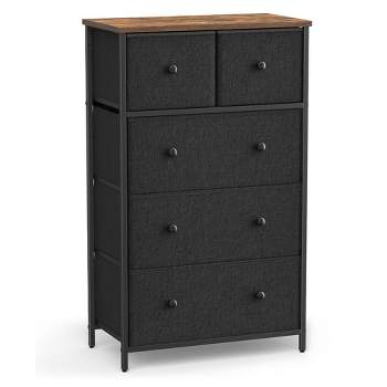 SONGMICS 5 Fabric Drawers Dresser Storage Tower with Unit for-Living-Room Hallway-Nursery