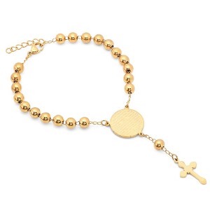 Steeltime 18k gold plated stainless steel lord's prayer rosary bracelet - 1 of 4