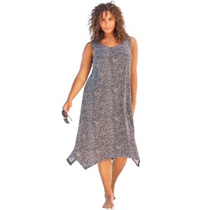 Swim 365 Women's Plus Size Sharktail Beach Cover Up - 1 of 4