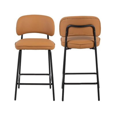 New Classic Furniture,Blythe Vegan Leather Counter Chair in Orange (Set of 2)