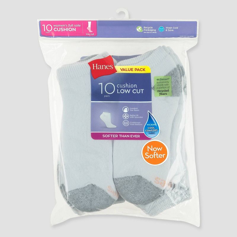 Hanes Women's Extended Size 10pk Low Cut Socks - 8-12, 4 of 5