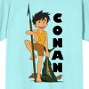 Future Boy Conan Character With Catfish Crew Neck Short Sleeve Celadon Men's T-shirt - 2 of 3