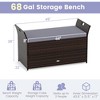 Costway Outdoor Bench with Hand-woven PE Rattan Wicker Cushion & Side Handles Storage Gray/Brown - 3 of 4
