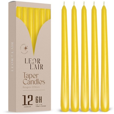 Leor & Lair Taper Candles - 12 Pack - 10" Tall Candlesticks for Dinner, Home Decor, Holiday, Wedding