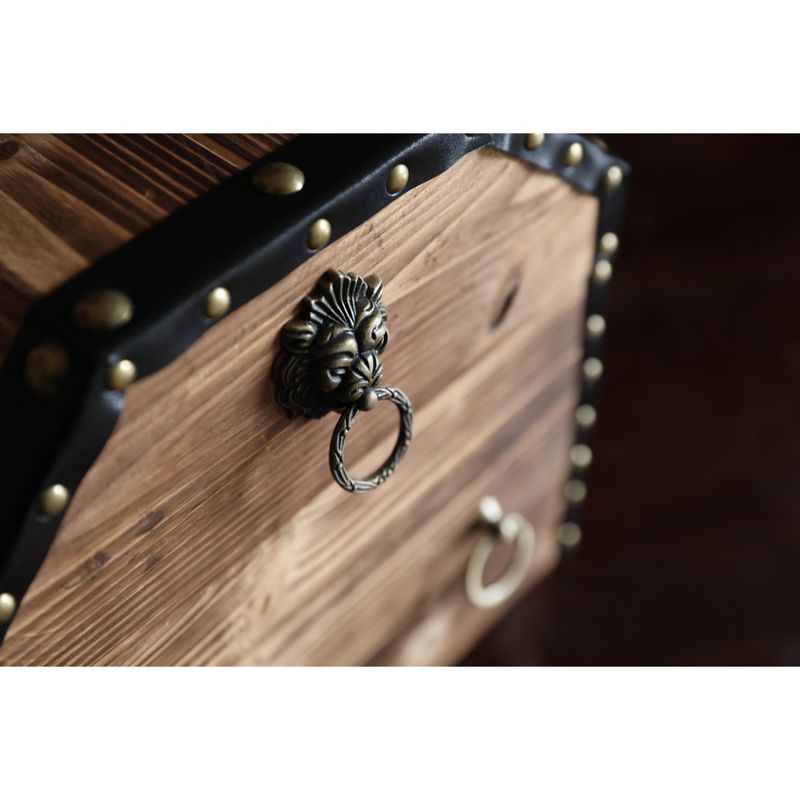 Vintiquewise Large Wooden Decorative Lion Rings Pirate Trunk with Lockable Latch and Lock, 5 of 6