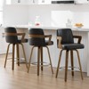 Bekrvio 26" Swivel Counter Height Bar Stools Set of 1/2/3/4,Faux Leather Upholstered Bar Chairs with Back & Arm for Kitchen Island,Black - 3 of 4