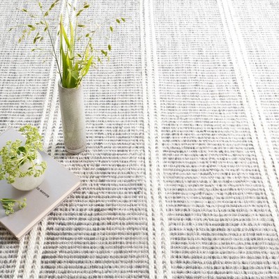 Gray and Cream Handwoven Wool Herringbone Rug 2' x 3'