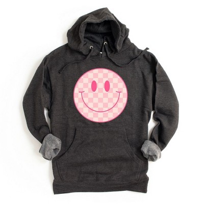 Simply Sage Market Women's Graphic Hoodie Pink Checker Smiley Face