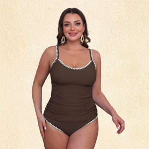 Women's Royal Shell Stitch Tankini Top & Mid-Rise Bottoms Set (XS-4XL) - Cupshe - 1 of 4