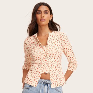 Women's Pointelle Cardigan - Parke x Target Cream Floral : Target