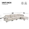 130 Inch L-Shaped Sectional Sofa with Ottoman, Sofa with Folding Table and Side Storage Pockets, Chenille Sofa with Wood Frame-Coolbibila - 4 of 4