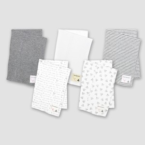 Burt's Bees Baby® Organic Cotton 5pk Solid/Print Burp Cloth Set - Heather Gray - 1 of 4