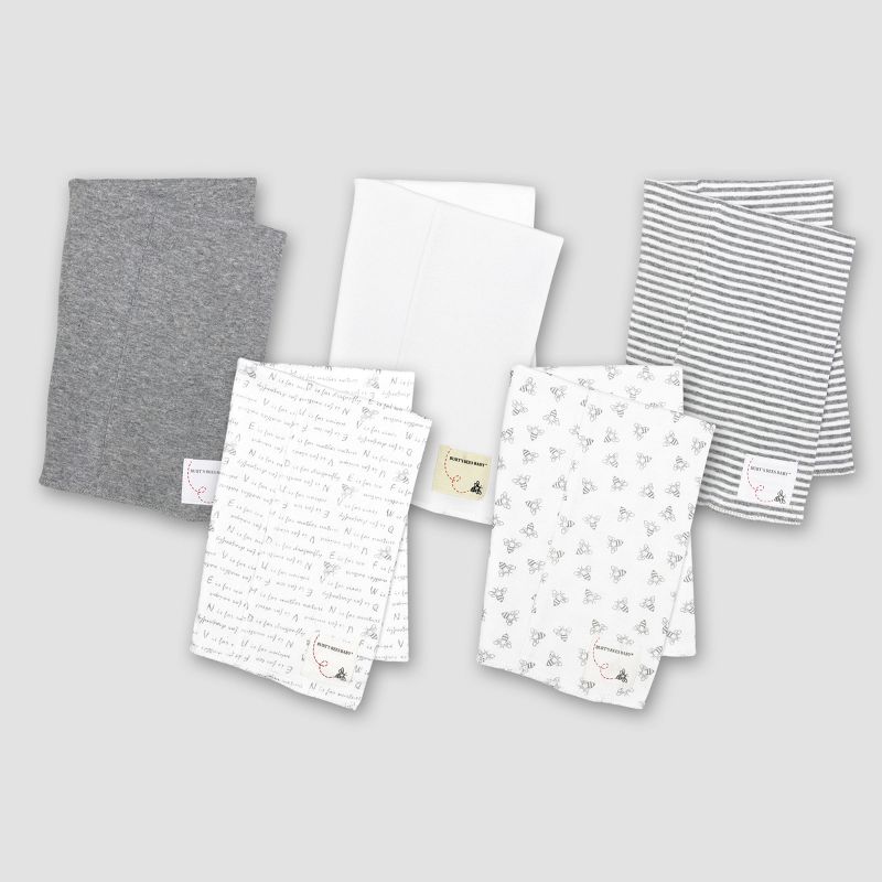 Burt's Bees Baby&#174; Organic Cotton 5pk Solid/Print Burp Cloth Set - Heather Gray, 1 of 7
