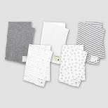 Burt's Bees Baby® Organic Cotton 5pk Solid/Print Burp Cloth Set - Heather Gray