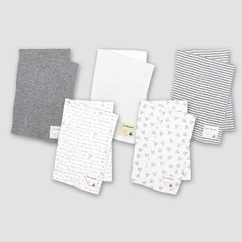 Burt's Bees Baby® Organic Cotton 5pk Solid/Print Burp Cloth Set - Heather Gray