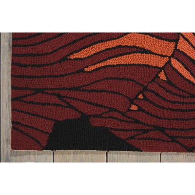 Handmade Black Synthetic Rectangular Hooked Rug