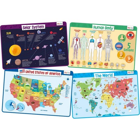Merka Kids Silicone Placemat Map Placemats For Kids Reusable Us Geography  Map And The Capitals Of All 50 States : Target