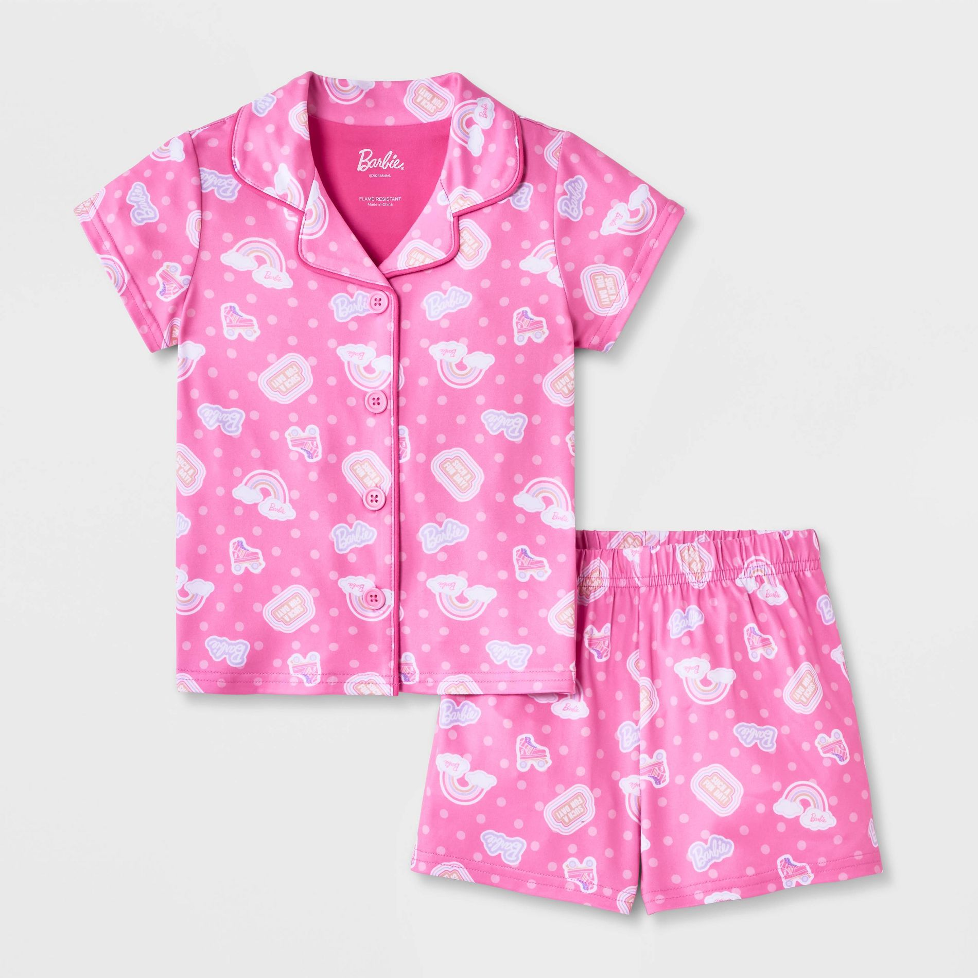 Toddler Girls' Barbie Coat Pajama Set 2pc - Pink