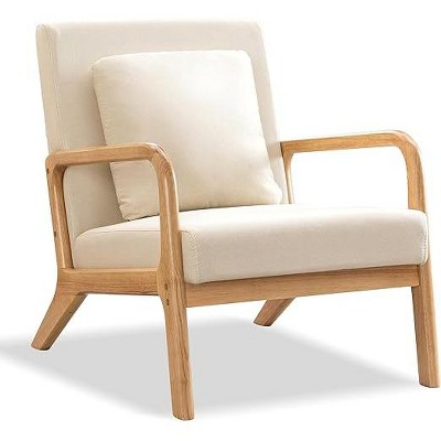 Beige and Linen Mid-Century Modern Chair