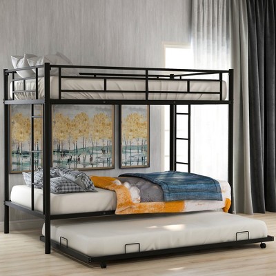 NicBex Twin over Twin Bunk Bed with Safety Guardrail,Twin Loft Bed with Ladder and Trundle,Modern Bunk Beds,Noise Reduced Bunk Beds for Bedroom