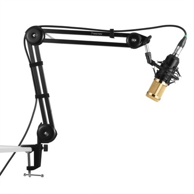 Insten Microphone Stand Heavy Duty Suspension Scissor Boom Arm For Blue Yeti, Snowball & Other Mic (Desk Table C Clamp Mount)(Built-in Spring) Small