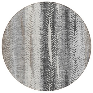 Khaki Ivory And Gray Botanical Leaves Washable Indoor Outdoor Area Rug - 1 of 4