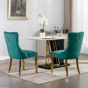 CAVINAS Tufted Velvet Dining Chairs Set of 2,High-End Kitchen Chairs with Chrome Stainless Steel Legs,Dining Room Chairs with Nailhead Trim - 1 of 4