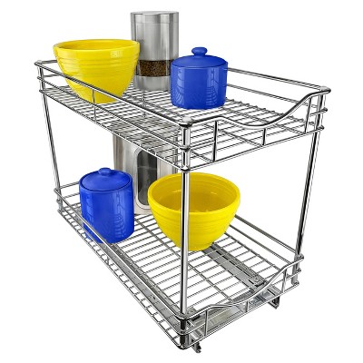 Storage Baskets - Chrome Double Pull-Out Wire Baskets w/ Full