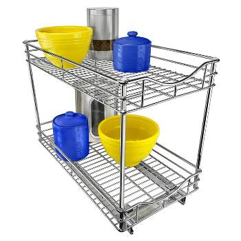 Lynk Professional 11" x 21" Slide Out Double Shelf - Pull Out Two Tier Sliding Under Cabinet Organizer
