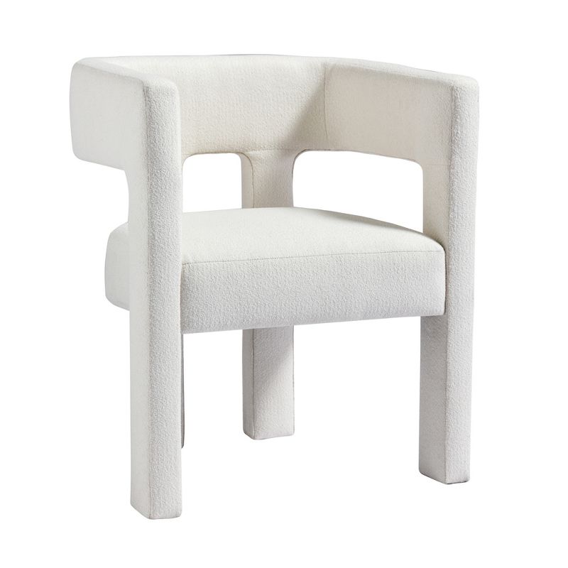 Contemporary Designed Upholstered Accent Chair with Curved Backrest, Wood Dining Chair-ModernLuxe, 5 of 11