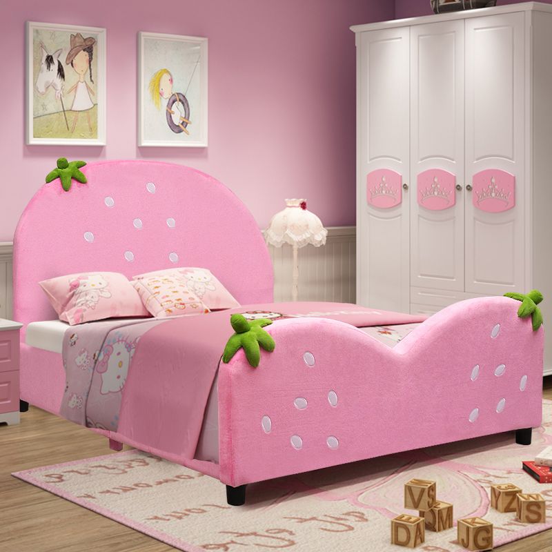 Costway Kids Children Upholstered Platform Toddler Bed Bedroom Furniture Berry Pattern, 2 of 10