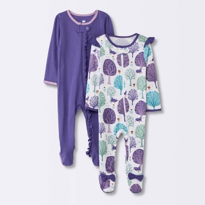 Image of Baby Girls' 2pk 'Enchanted' Sleep N' Play - Cloud Island™ Purple 6-9M