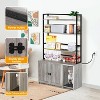 Tall Cat Litter Box Enclosure Furniture with Shelves, Hidden Cat Litter Box Furniture, Wooden Litter Box Cabinet with Sockets and Pull Out Tray - 3 of 4