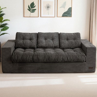 MAXYOYO 3 Seater Couch for Living Room, Boneless Couch with Tufted Cushion & Backrest, Sofa in A Box, No Assembly Required