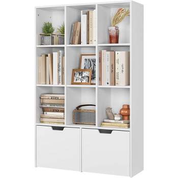 Bookshelf, Open Modern Bookshelf for Home with 9 Compartments, Bookcase Storage Cabinet with Drawers, for Living Room, Home, Office