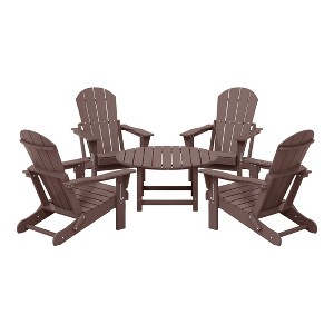 WestinTrends Malibu 5-Piece HDPE Folding Adirondack Chair Outdoor Patio Conversation Set - 1 of 4