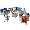 Marlton 9pc Wicker Outdoor Fire Pit Patio Furniture Set Conversation Sofa with a Swivel Chair and Cushions - 2 of 4