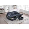 Mocamel Corduroy L-Shaped Sofa Pull-Out Storage Ottoman Pillows 3-Seat USB Charging Cup Holder Convertible Design Living Room Apartment - 3 of 4
