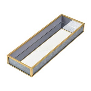 LAURAELLA Handcrafted Glass Tray, Decorative Storage Tray for Makeup, Jewelry, Desk, or Bathroom Stylish, Durable Glass Tray for Home and Office, Grey - 1 of 3