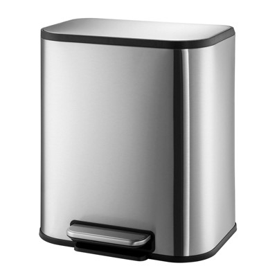 Whizmax Stainless Steel Gallon Trash Can with Lid, Foot Pedal Step Bin, Removable Inner Bucket for Kitchen, Office, Bedroom & Living Room