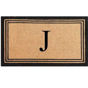 A1HC Natural Coir and PVC Backing Classic Border Monogrammed Door Mat, Anti-Shed Entry Doormat - 1 of 4