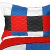 Slickblue Full/Queen 3 PC Quilt Set, Vermicelli-Quilted TC Fabric, Plaid Design, 13 Color Options, 90.5"x90.5" - 3 of 4