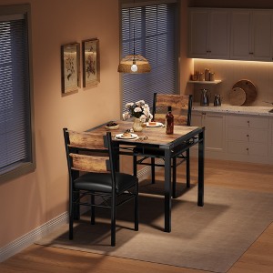 Dining Table Set for 4, Dining Room Table Set, Wood Kitchen Table and Chairs Set of 4 with Upholstered Chairs for, Kitchen Room, Apartment - 1 of 4