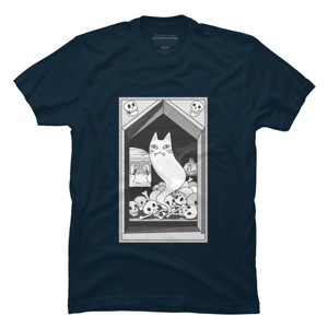Men's Design By Humans Ghost cat the Keeper of the Crypt By runcatrun T-Shirt - 1 of 2