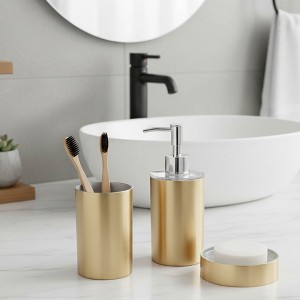 Evideco French Home Goods Brushed Gold Bathroom Accessory Set 3-Pieces GOLDEN - 1 of 4